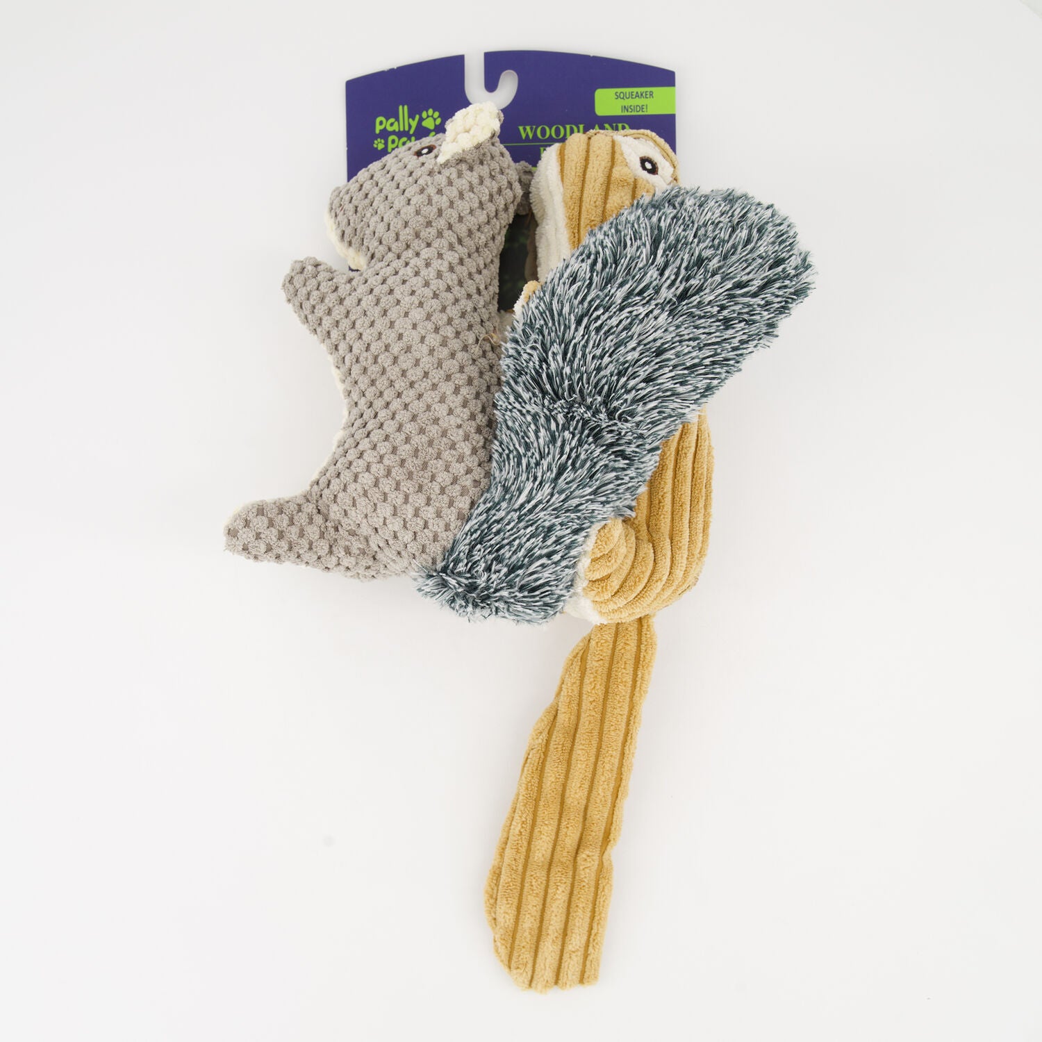 Pally Paws Two Pack Grey & Brown Woodland Dog Toys