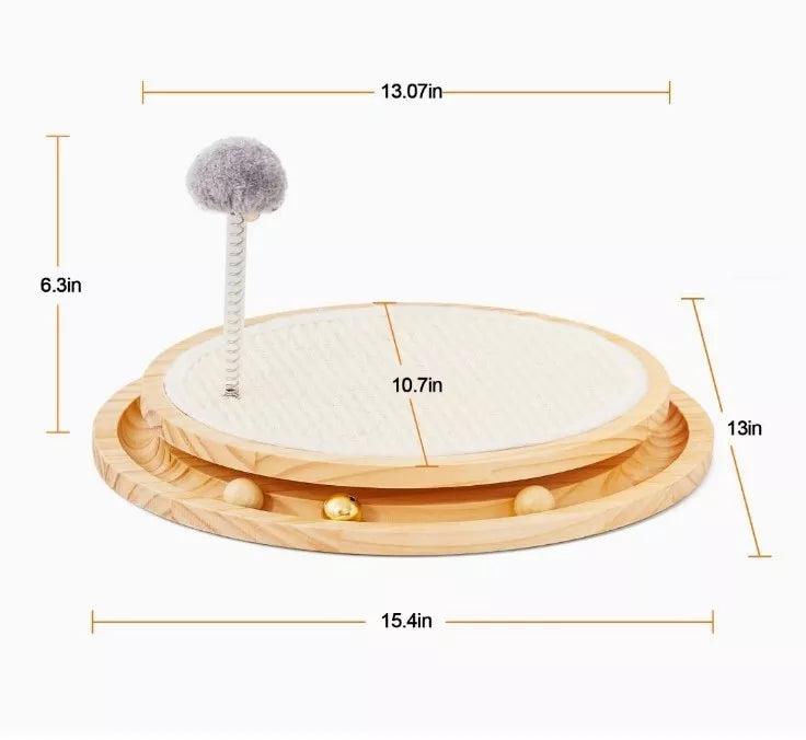 Cat Scratch Toy Turntable Sisal Scratcher Pad Round Funny Toy With Spring Ball