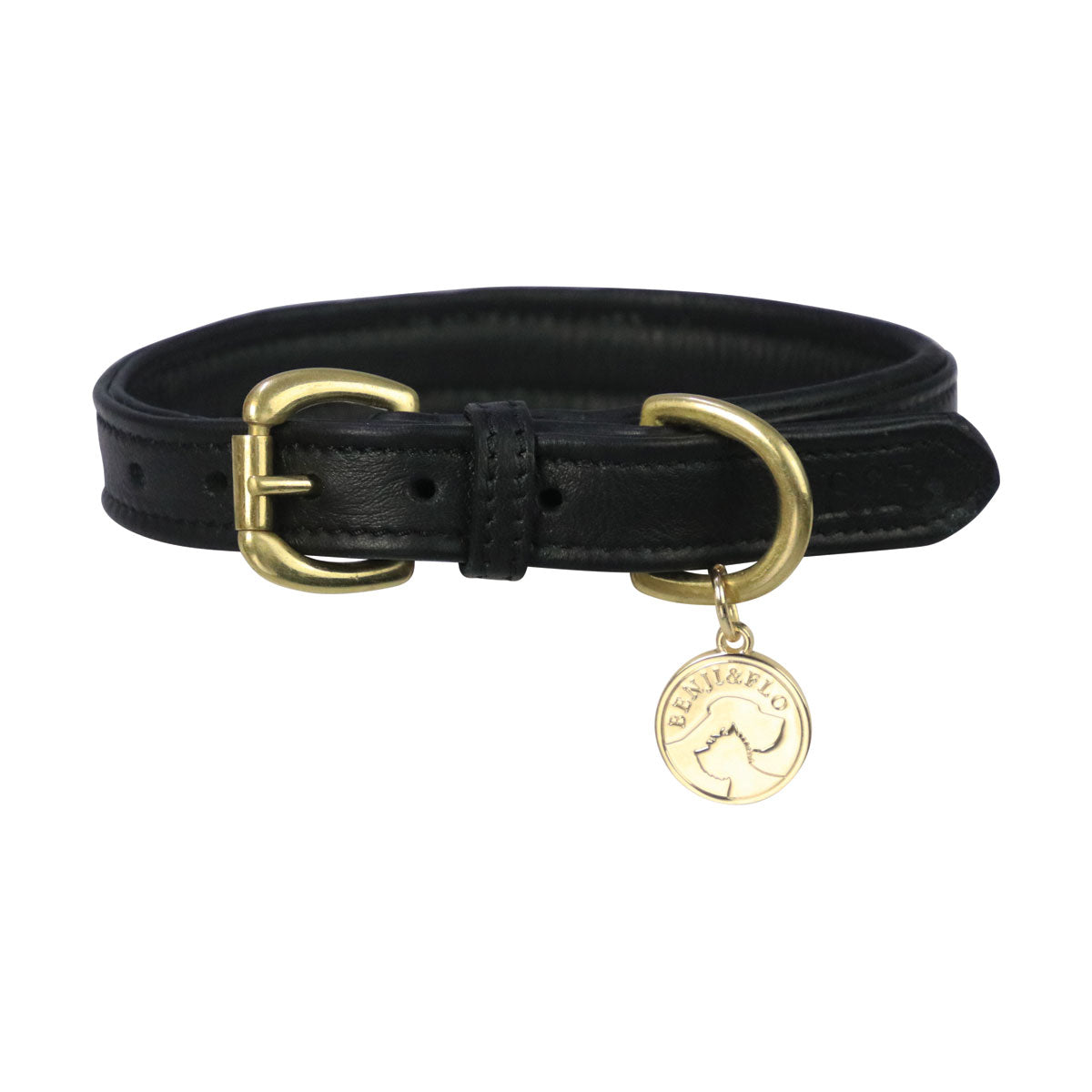 Benji & Flo Deluxe Padded Leather Dog Collar