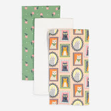 Ulster Weavers Set Of Three Tea Towels Cat/ floral