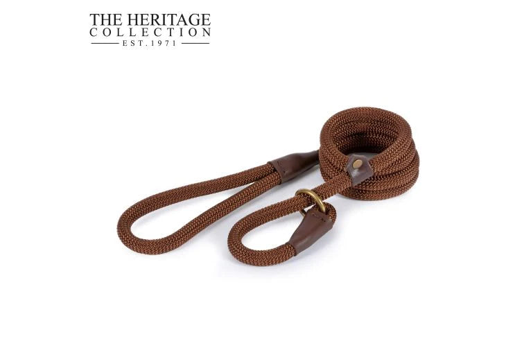 Heritage Deluxe Rope Slip Lead Brown 1.5m x 12mm