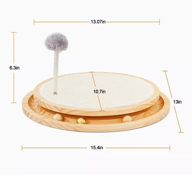 Cat Scratch Toy Turntable Sisal Scracher Pad Round Funny Toy With Spring Ball