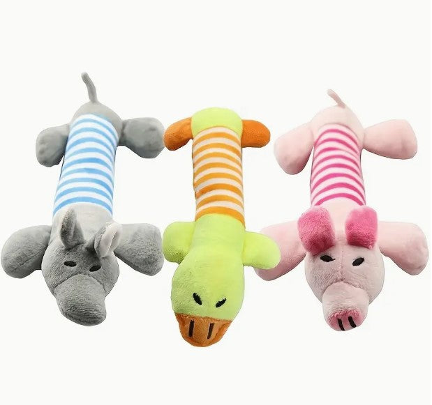 SQUEAKY ELEPHANT DUCK AND PIG DOG TOY