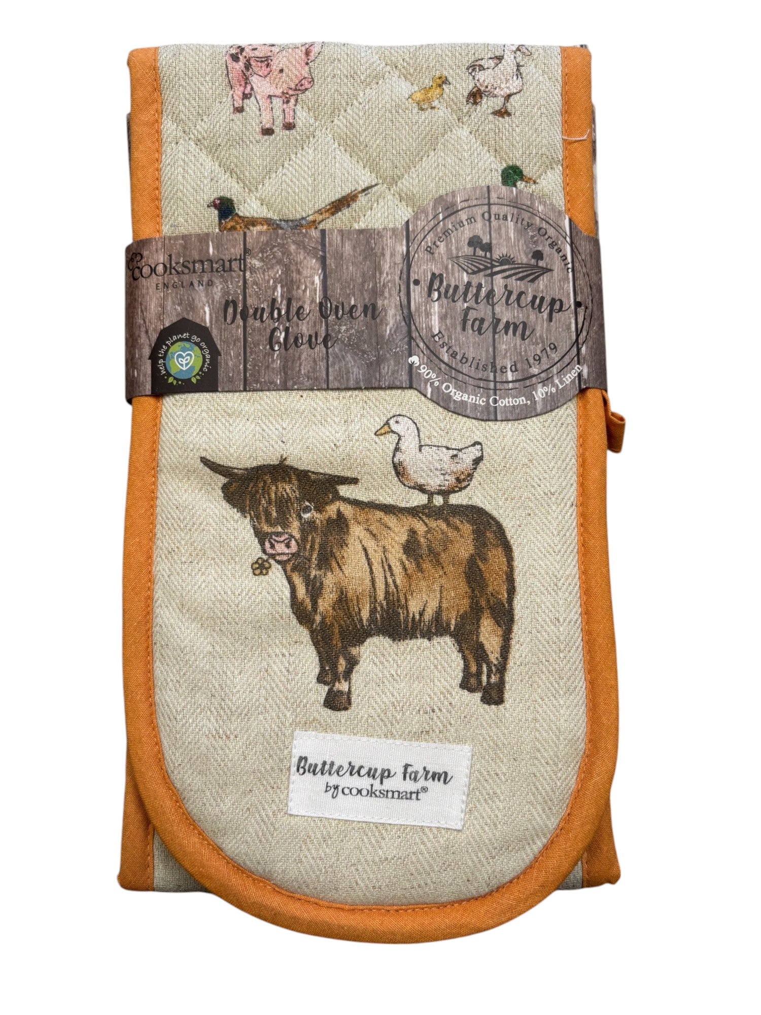 Cooksmart  Organic Double Oven Glove Buttercup Farm Animals