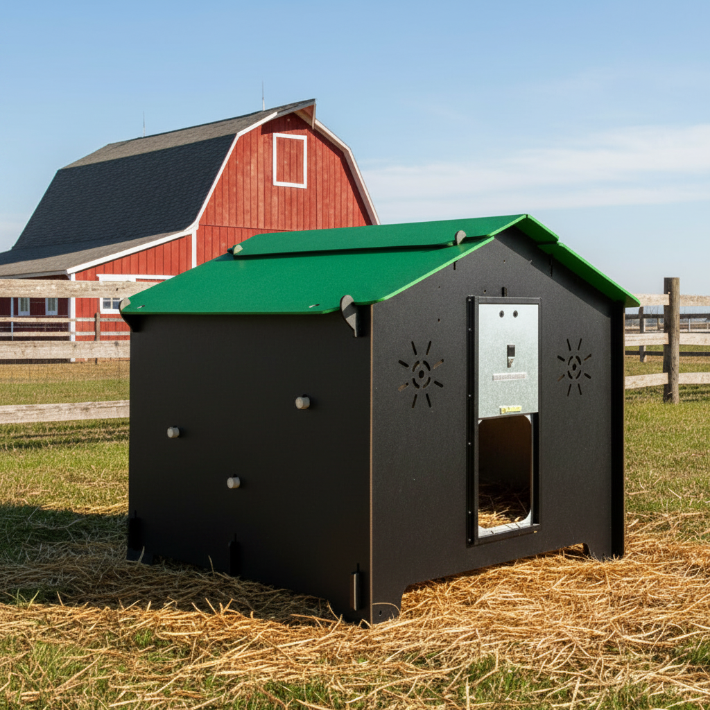 Black Easicoop Chalet 2XL chicken coop by Chartley Chucks with spacious design for up to 18 large birds.