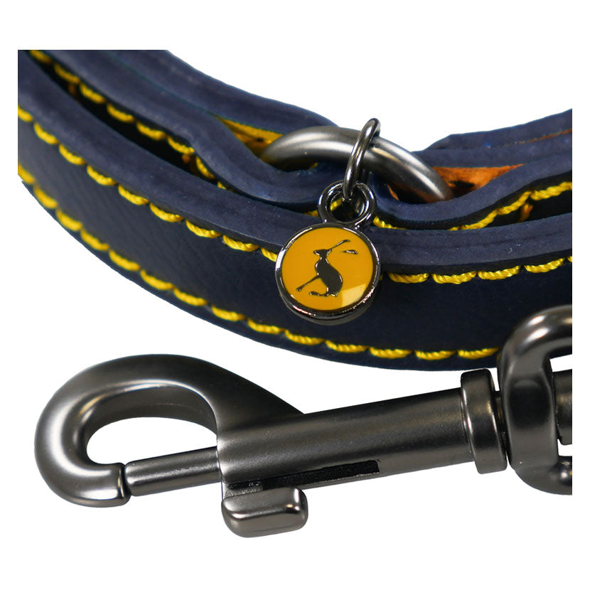 Joules Leather Dog Lead Large/ Navy