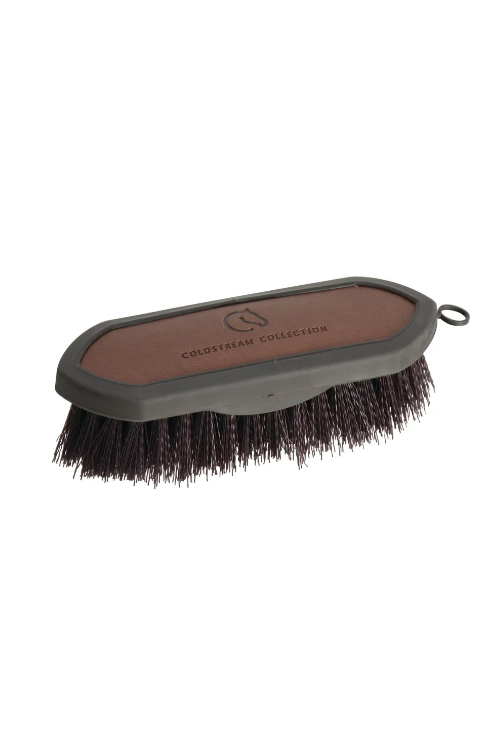 Winston and Porter Coldstream Faux Leather Dandy Brush for horses with blue-black faux leather handle and bristles for grooming.