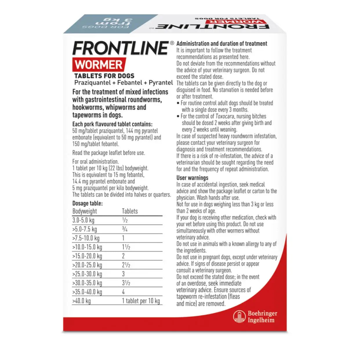 Frontline Wormer - Tablets for Dogs - 2 pack - 🌟REDUCED TO CLEAR🐕