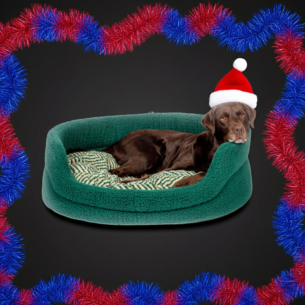 Danish Design Sherpa Fleece Green Herringbone Slumber Bed