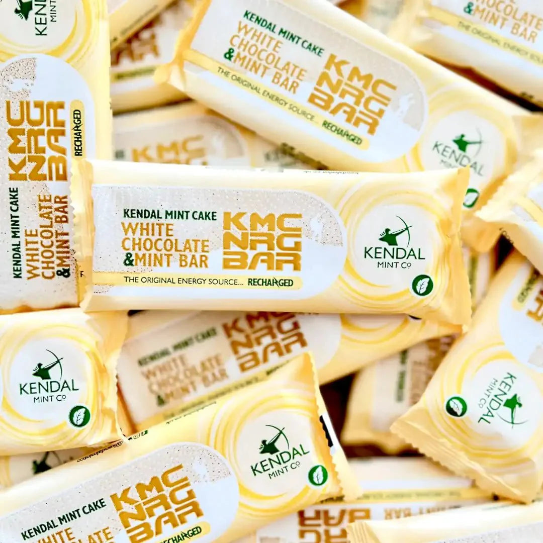 KMC NRG BAR: White Chocolate Coated Kendal Mint Cake 50g (Exclusive)