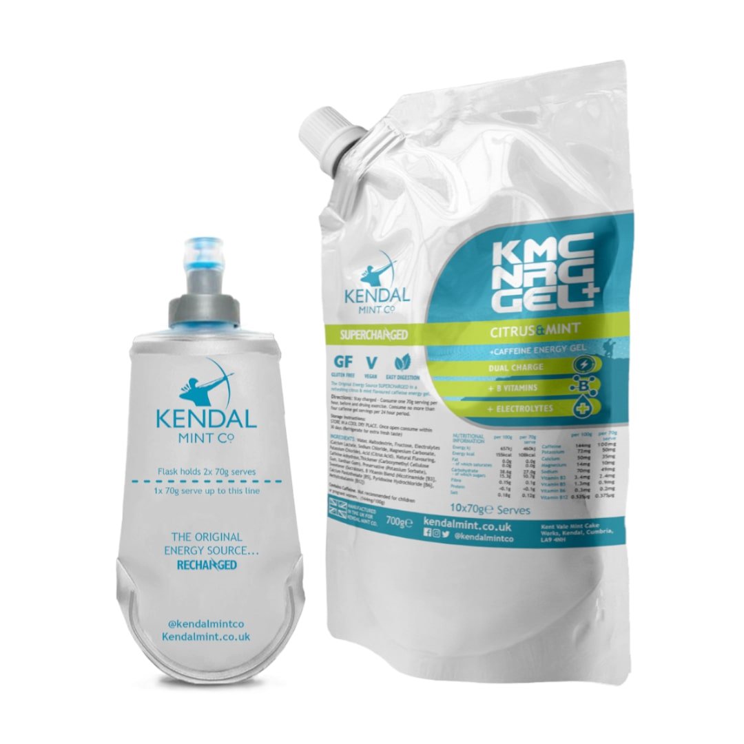 KMC NRG GEL+ Energy Gel Refill Pouch Citrus & Mint Caffeine (10 x 70g Serves)