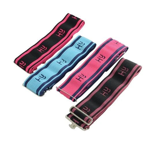 Elasticated equestrian surcingle by Winston and Porter in various colors, designed for horse training and riding activities.