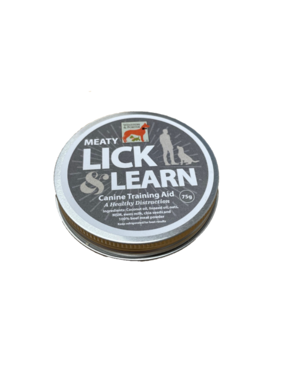 Lick and learn meaty training aid Winston and Porter